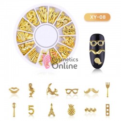 Carusel 3D pentru unghii C006FF cu forme metalice Aurii